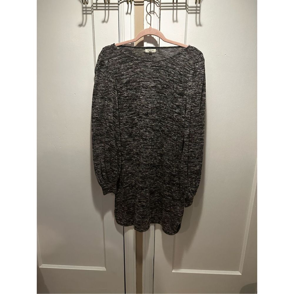 Max Studio Women’s Knitted Sweater Dress - Medium Marled Black and White